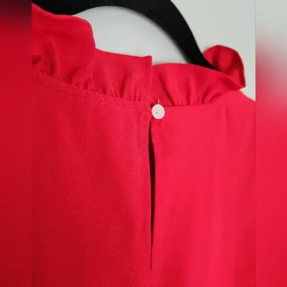 J Crew Red Ruffle Neck Business Casual Tank top Women's size Medium - Picture 4 of 6